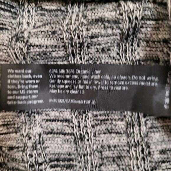 Eileen Fisher Silk Organic Linen Open Ladder Knit Sweater Women's M Gray White - Picture 4 of 6